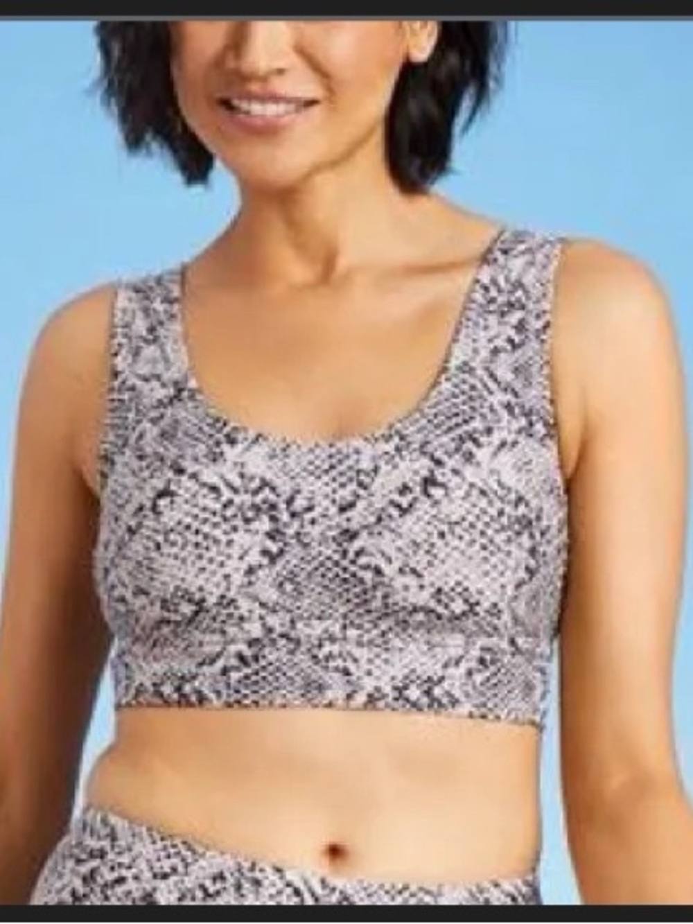 all in motion Black & White Snake Print Bikini Top